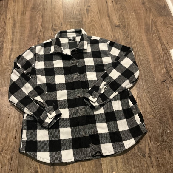 Eddie Bauer Tops - Eddie Bauer Buffalo Plaid Fleece Button-Down – Black & White, Large